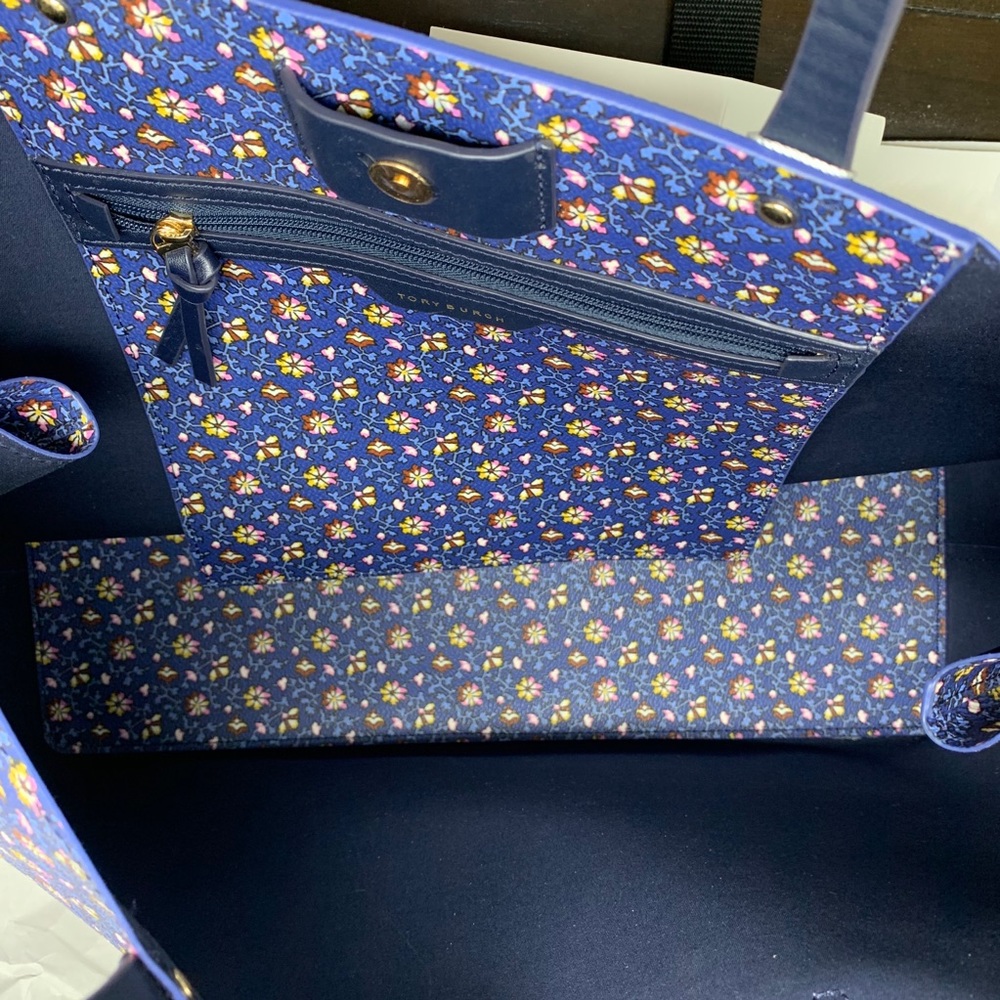 Tory Burch kerrington square tote blue wild pansy - Picture 6 of 8